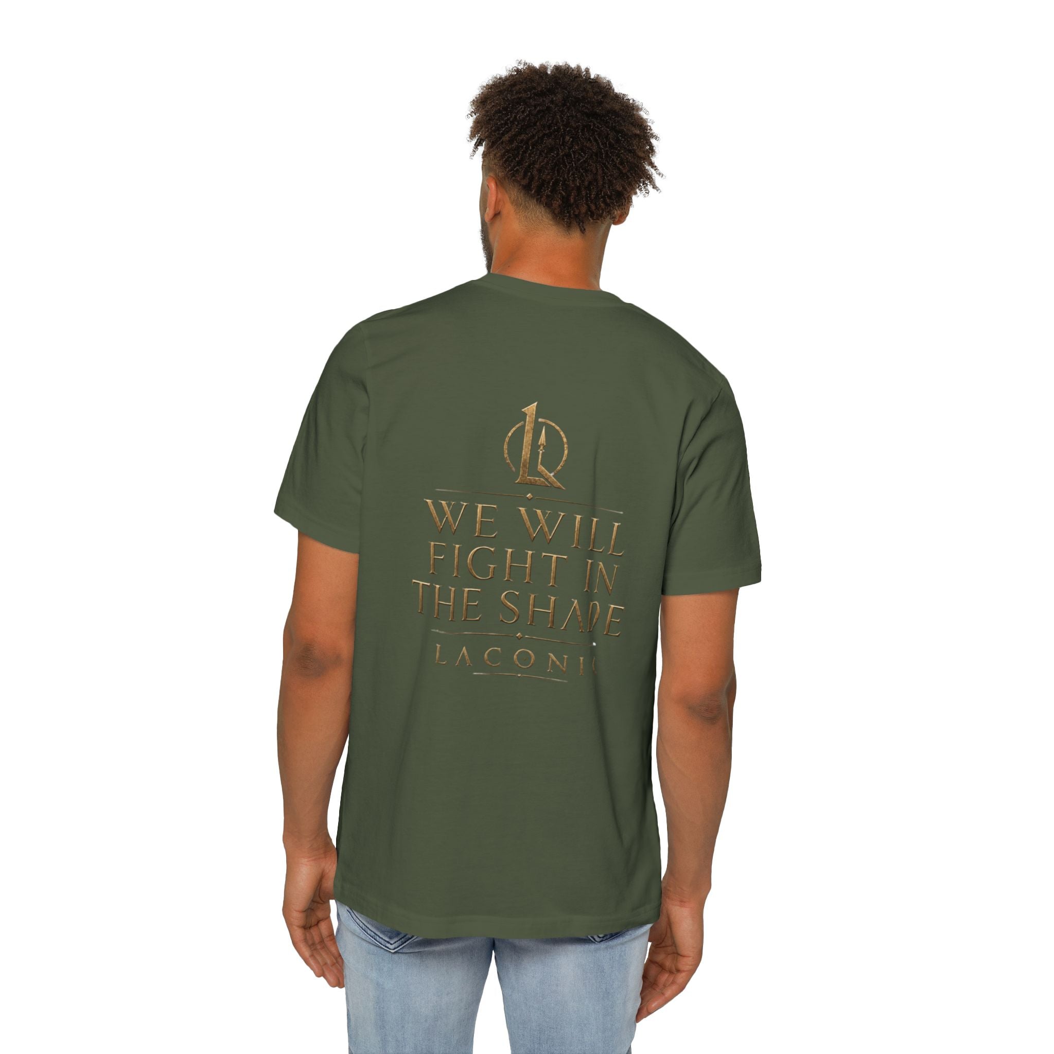 T-Shirt — "We Will Fight in the Shade" Gold Logo Back Print