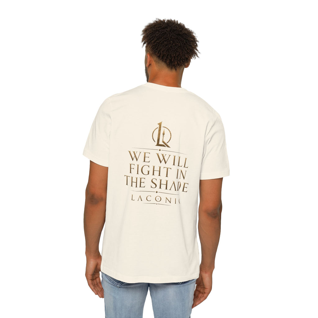T-Shirt — "We Will Fight in the Shade" Gold Logo Back Print