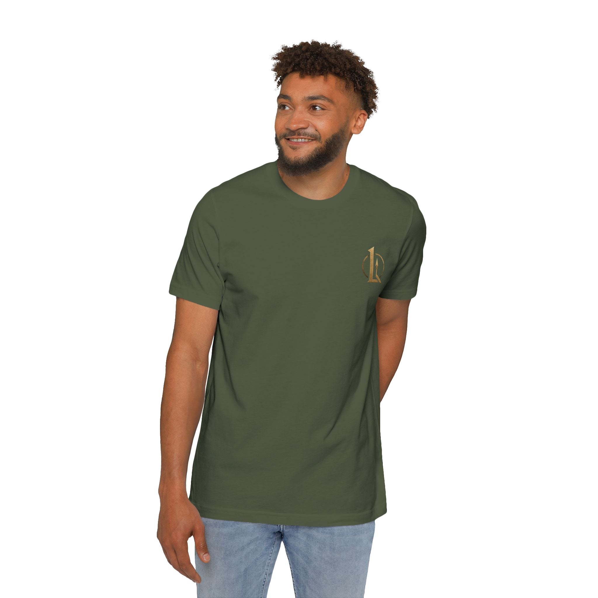 T-Shirt — "We Will Fight in the Shade" Gold Logo Back Print