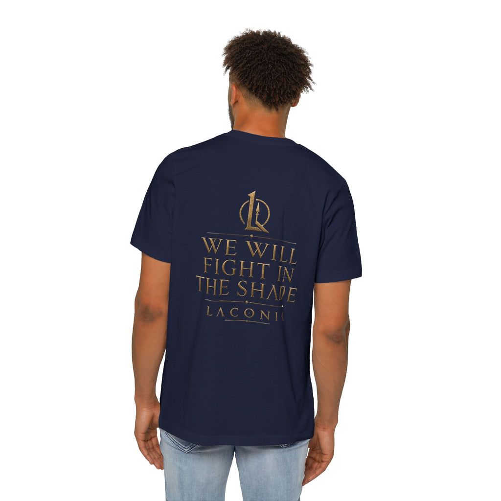 T-Shirt — "We Will Fight in the Shade" Gold Logo Back Print