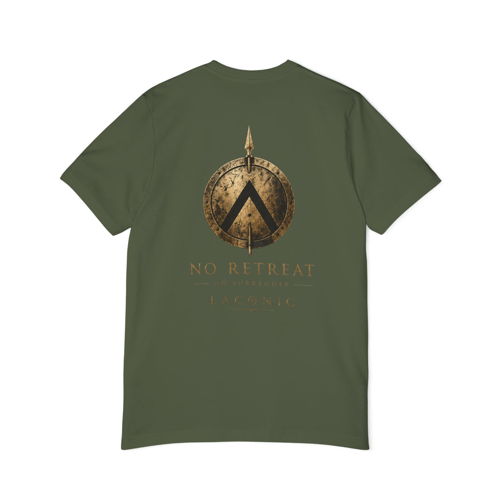 Spartan Shield T-Shirt — "No Retreat" Laconic Graphic Tee