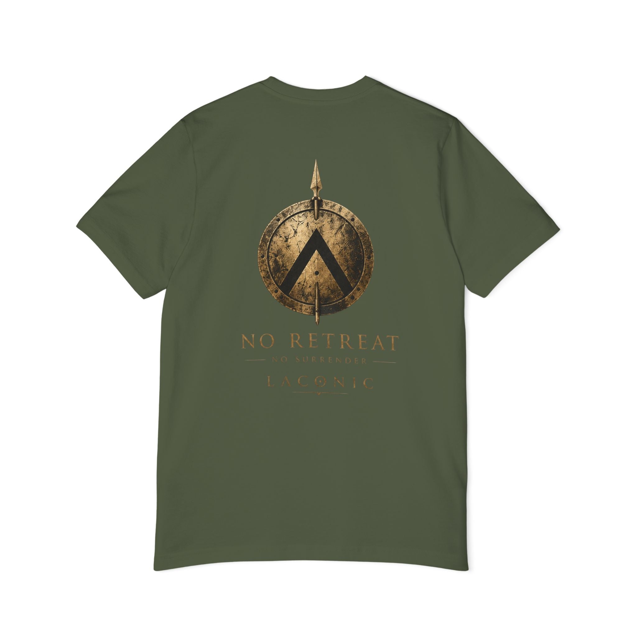 Spartan Shield T-Shirt — "No Retreat" Laconic Graphic Tee