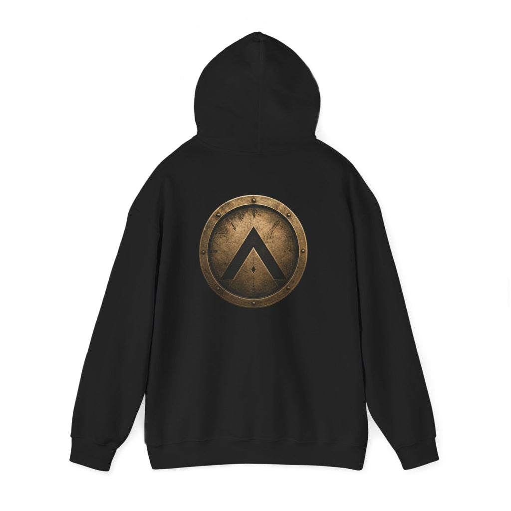 Spartan Shield Logo Hoodie — Ancient Warrior Emblem Pullover