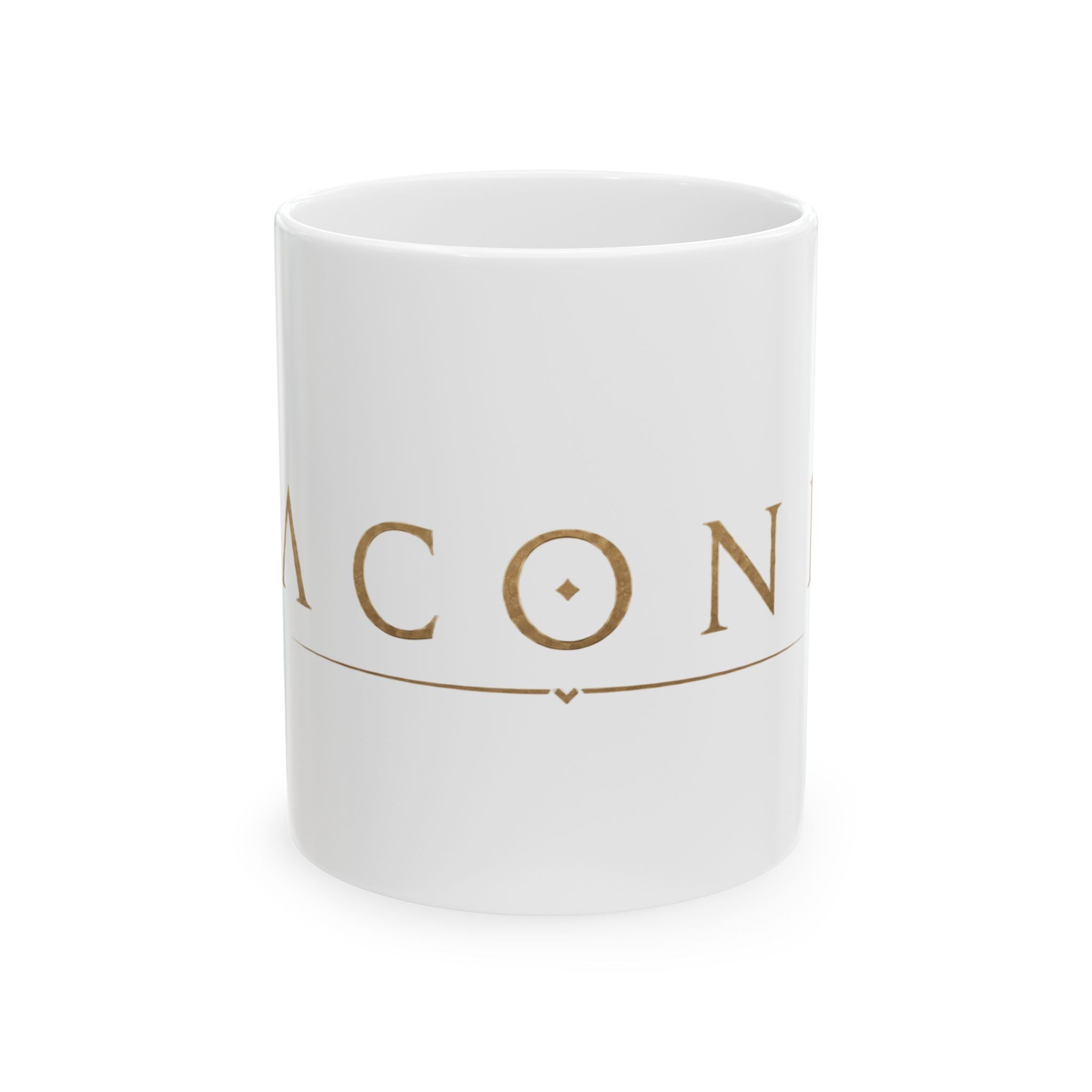 Bacon Ceramic Mug — Gold Script Breakfast Coffee Cup (11oz & 15oz)