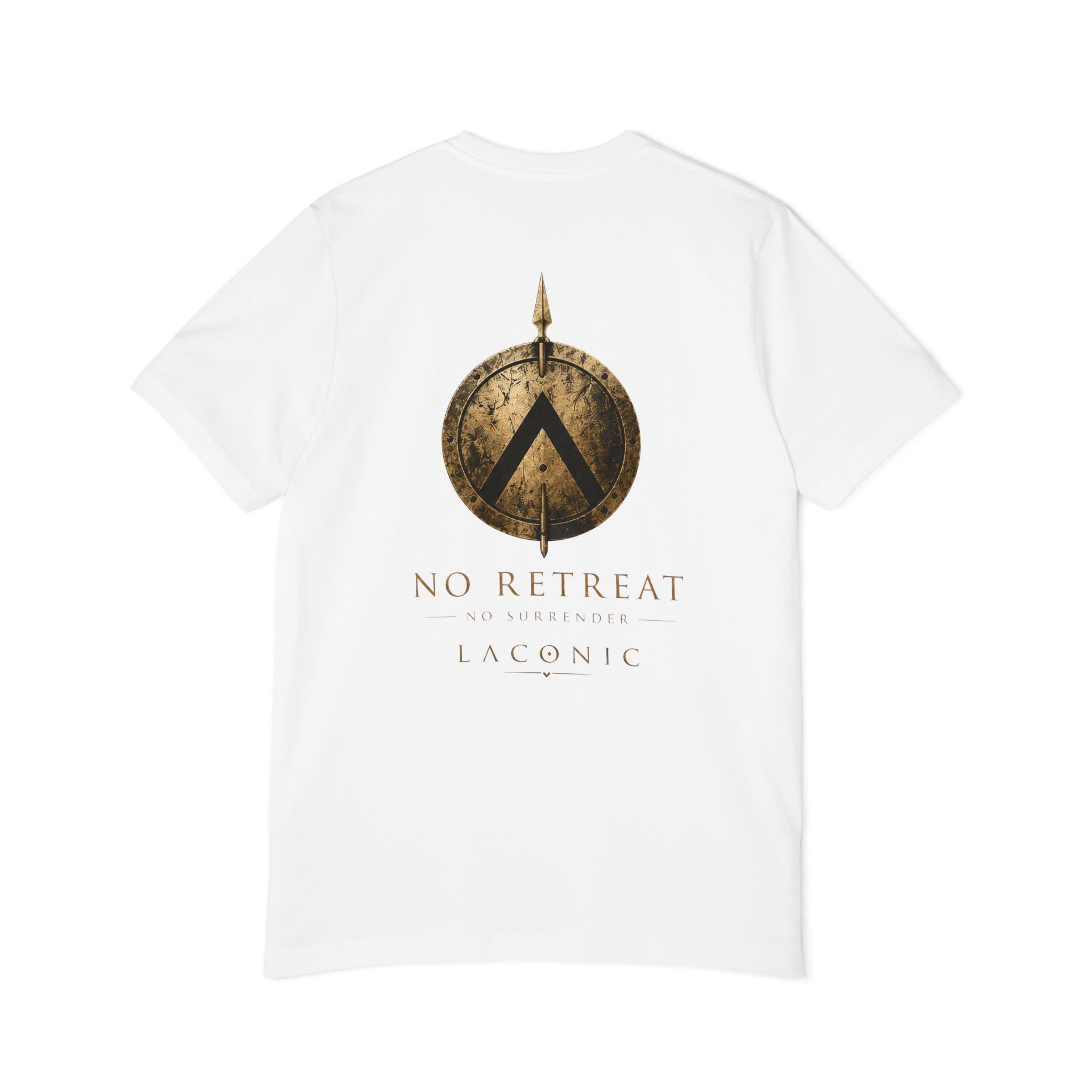 Spartan Shield T-Shirt — "No Retreat" Laconic Graphic Tee