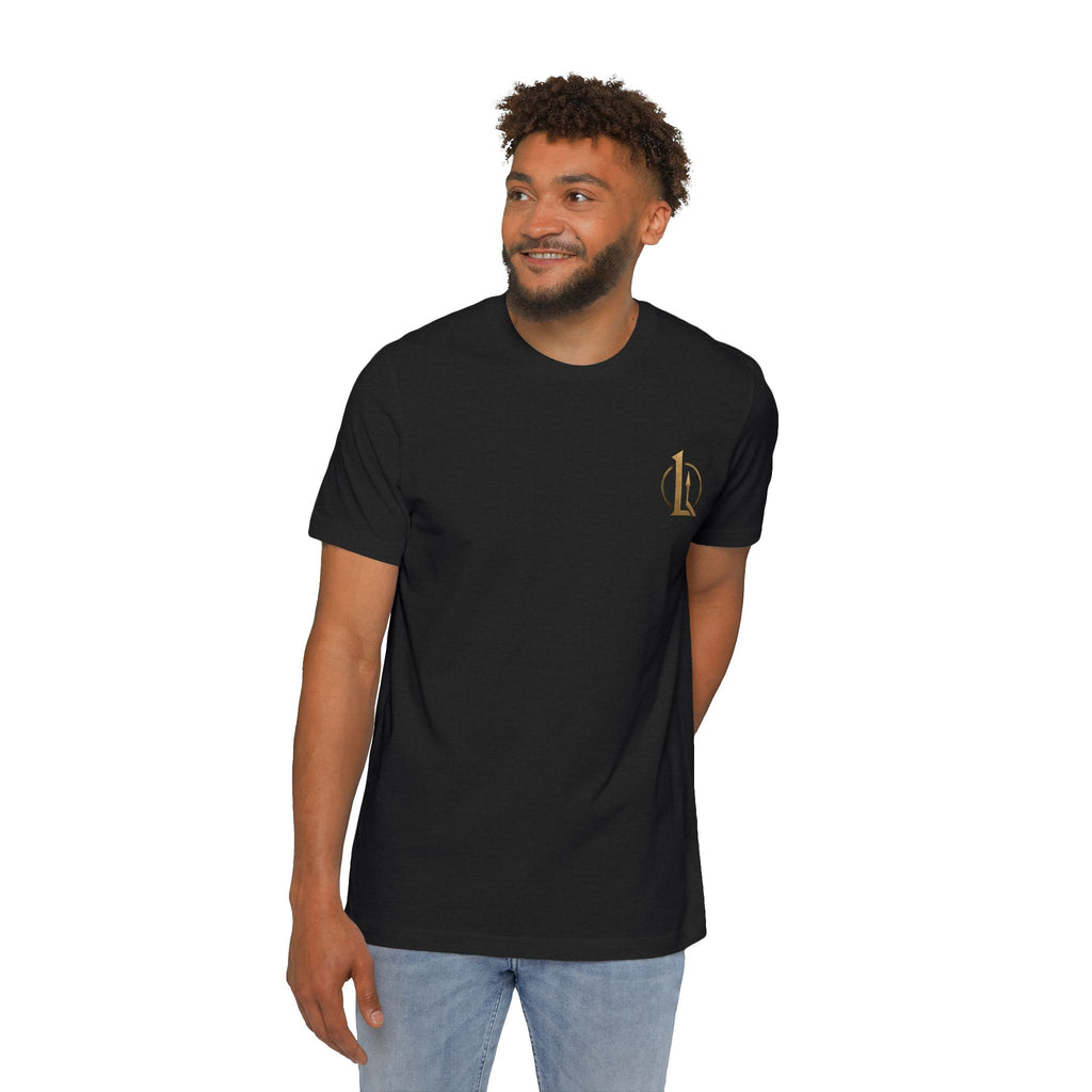 T-Shirt — "We Will Fight in the Shade" Gold Logo Back Print