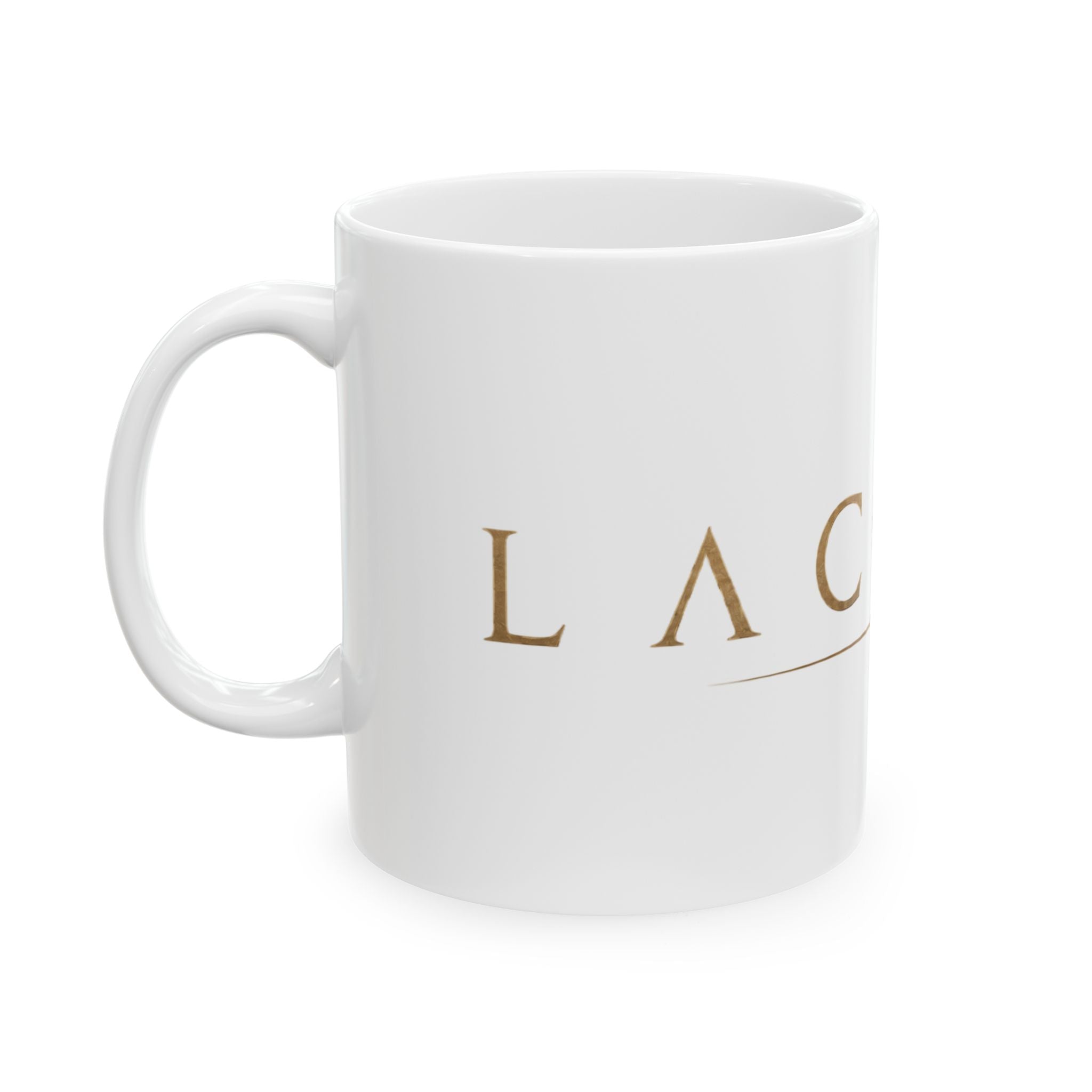 Bacon Ceramic Mug — Gold Script Breakfast Coffee Cup (11oz & 15oz)