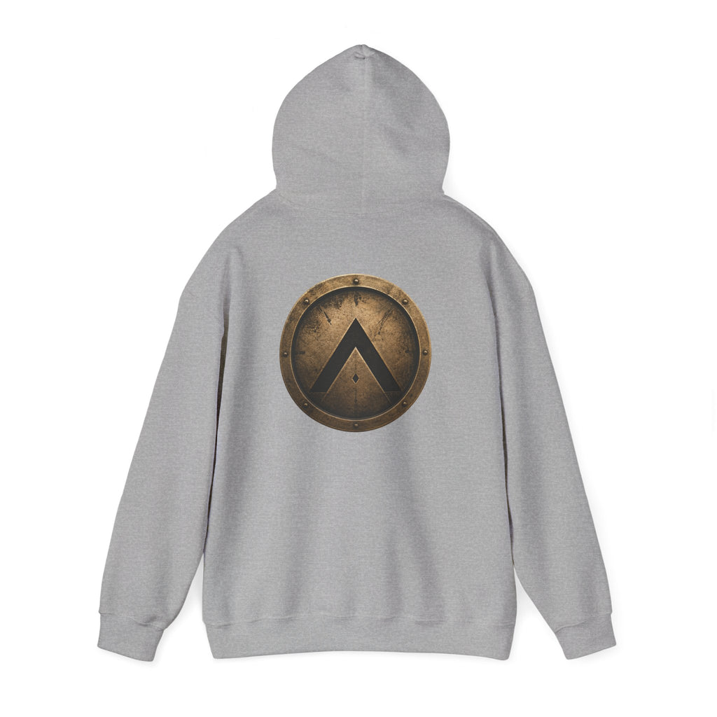 Spartan Shield Logo Hoodie — Ancient Warrior Emblem Pullover