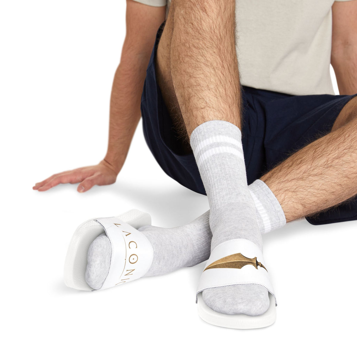 Men's White Removable-Strap Slide Sandals — Casual Pool & Lounge Slides