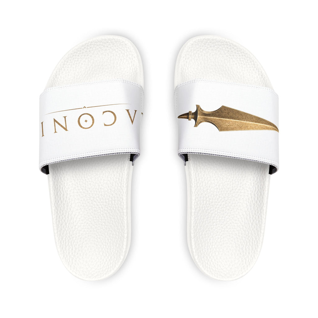 Men's White Removable-Strap Slide Sandals — Casual Pool & Lounge Slides