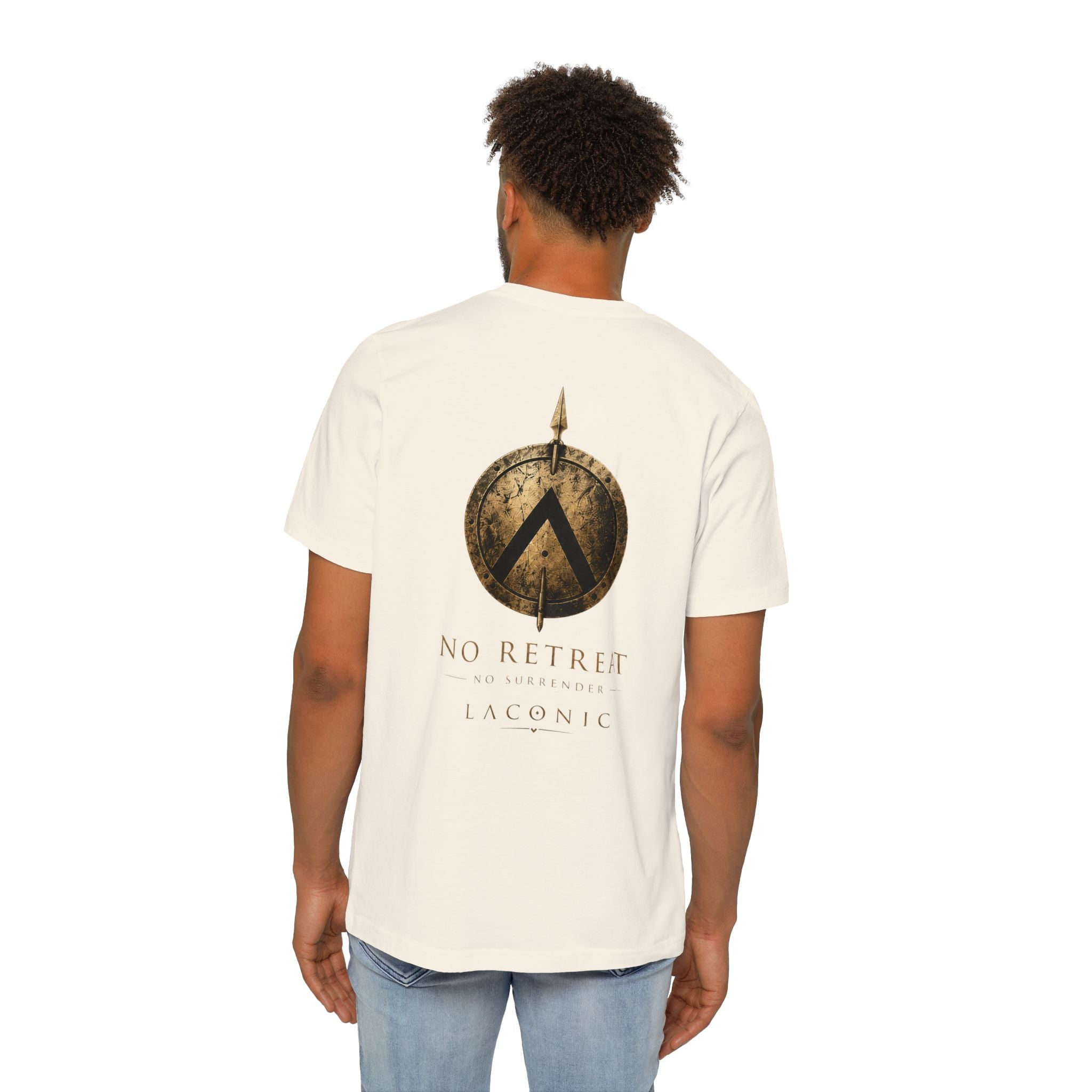 Spartan Shield T-Shirt — "No Retreat" Laconic Graphic Tee