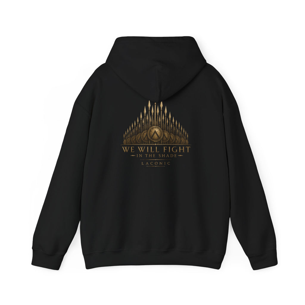 Warrior Crest Hoodie - "We Will Fight" Graphic Back Hooded Sweatshirt