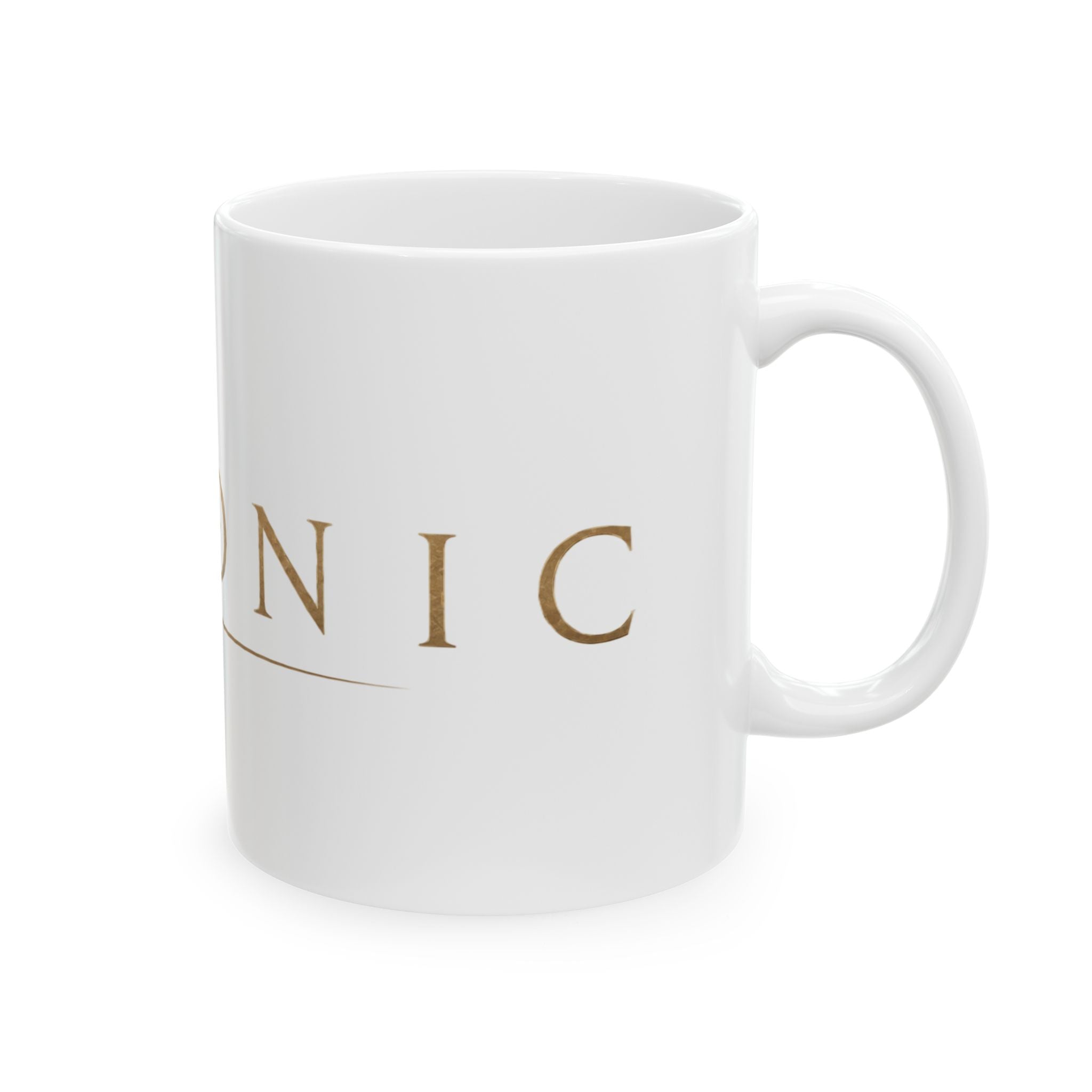 Bacon Ceramic Mug — Gold Script Breakfast Coffee Cup (11oz & 15oz)