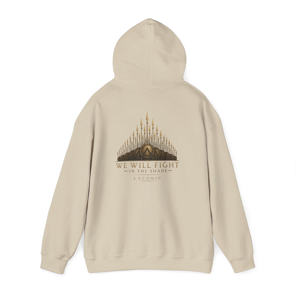 Warrior Crest Hoodie - "We Will Fight" Graphic Back Hooded Sweatshirt