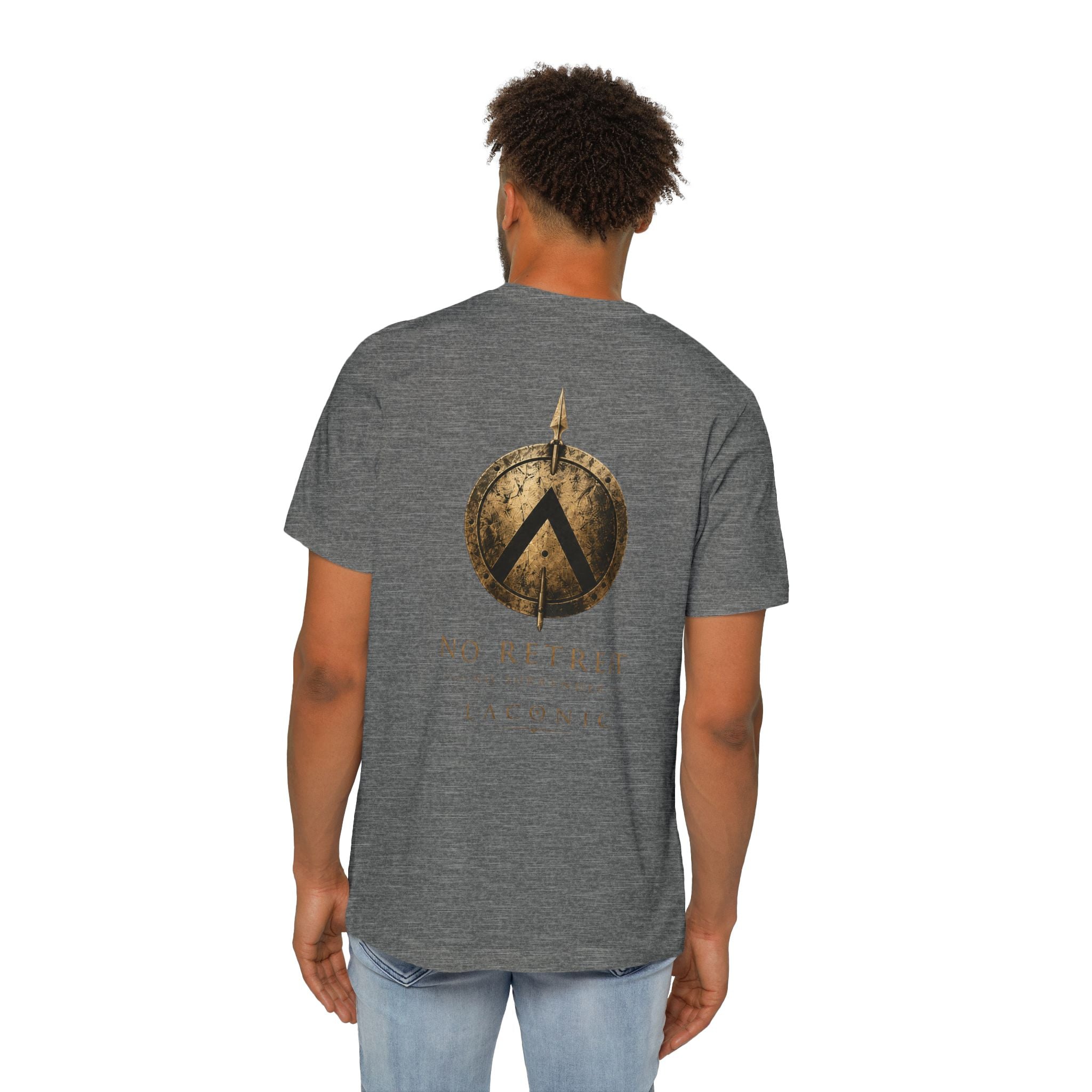 Spartan Shield T-Shirt — "No Retreat" Laconic Graphic Tee
