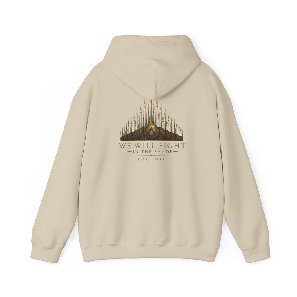 Warrior Crest Hoodie - "We Will Fight" Graphic Back Hooded Sweatshirt
