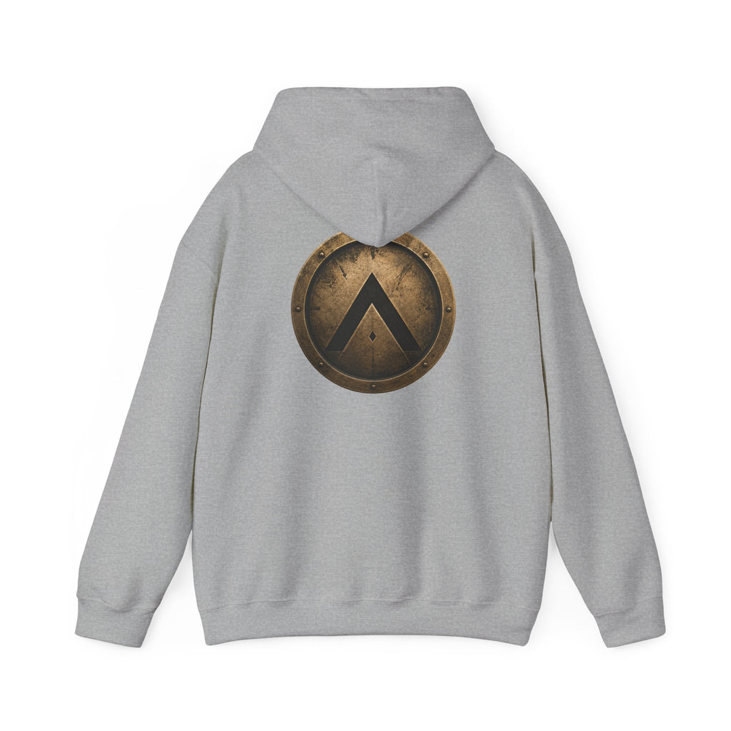 Spartan Shield Logo Hoodie — Ancient Warrior Emblem Pullover