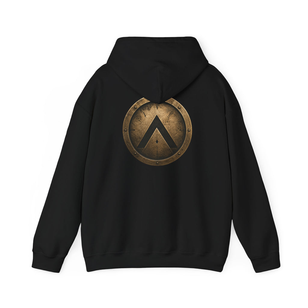 Spartan Shield Logo Hoodie — Ancient Warrior Emblem Pullover
