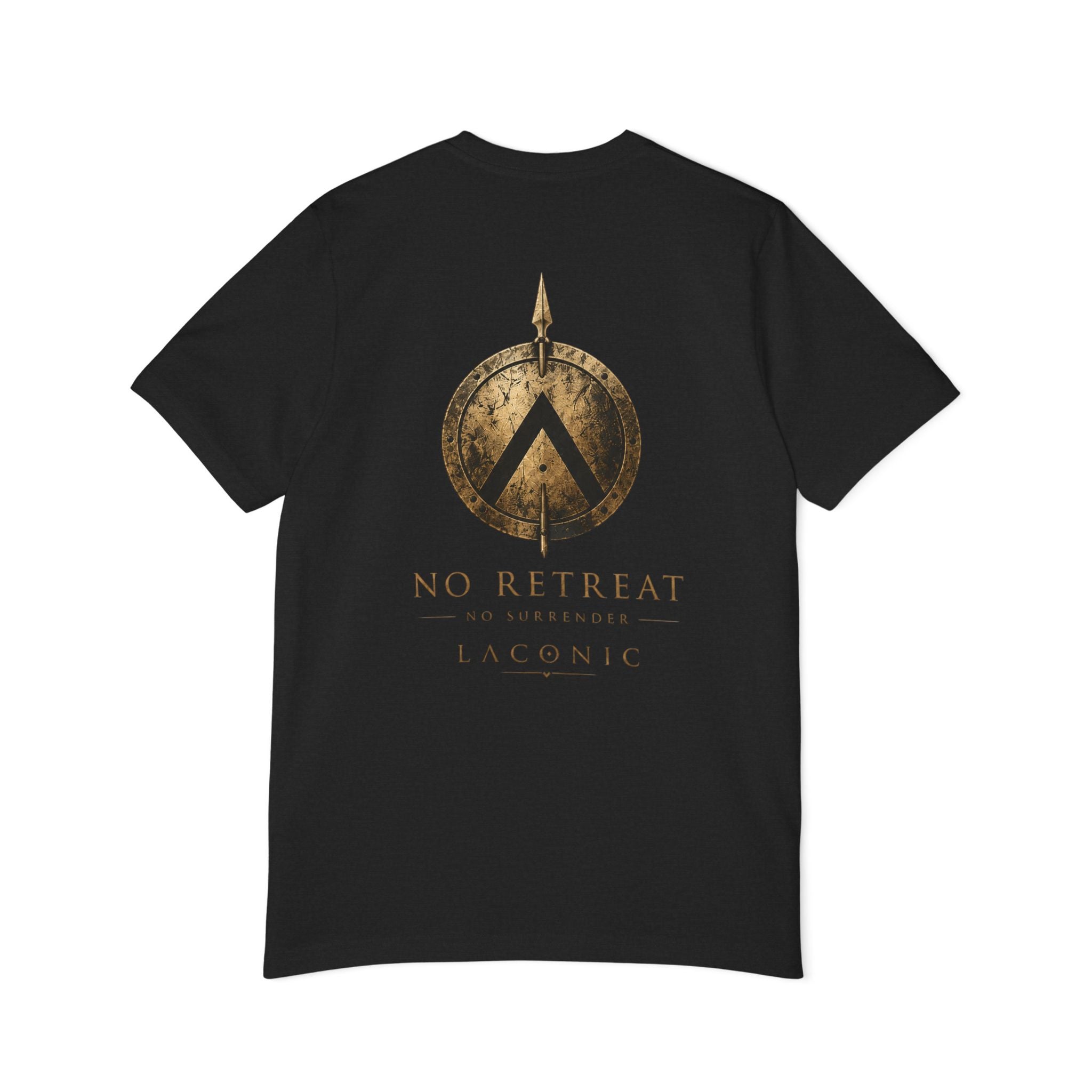 Spartan Shield T-Shirt — "No Retreat" Laconic Graphic Tee