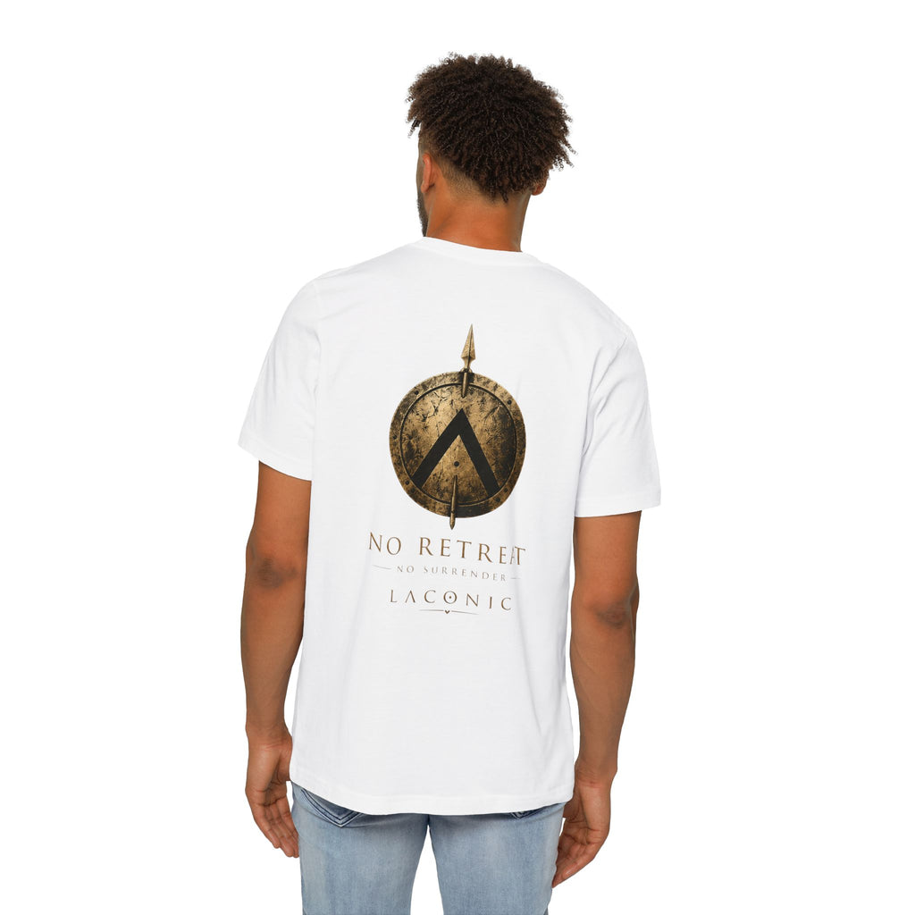 Spartan Shield T-Shirt — "No Retreat" Laconic Graphic Tee